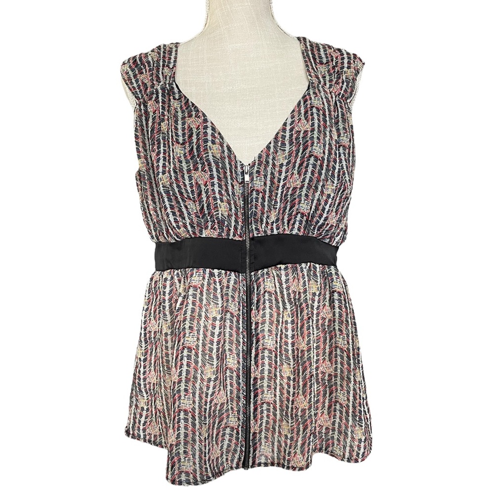 Sleeveless Zip Up Blouse